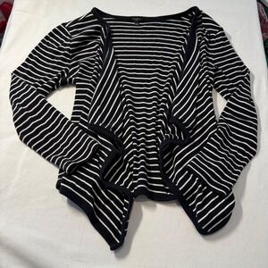 Talbots‎ Petite Striped Open Front Waterfall Cardigan Sweater Women MP Medium